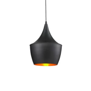 Beat Fat - Colgante esmaltado negro interior gofrado oro E27