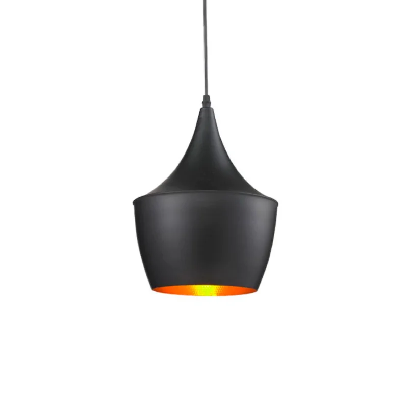 Beat Fat - Colgante esmaltado negro interior gofrado oro E27