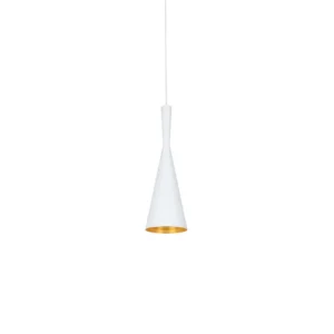 Beat Tall - Colgante esmaltado blanco interior gofrado oro E27