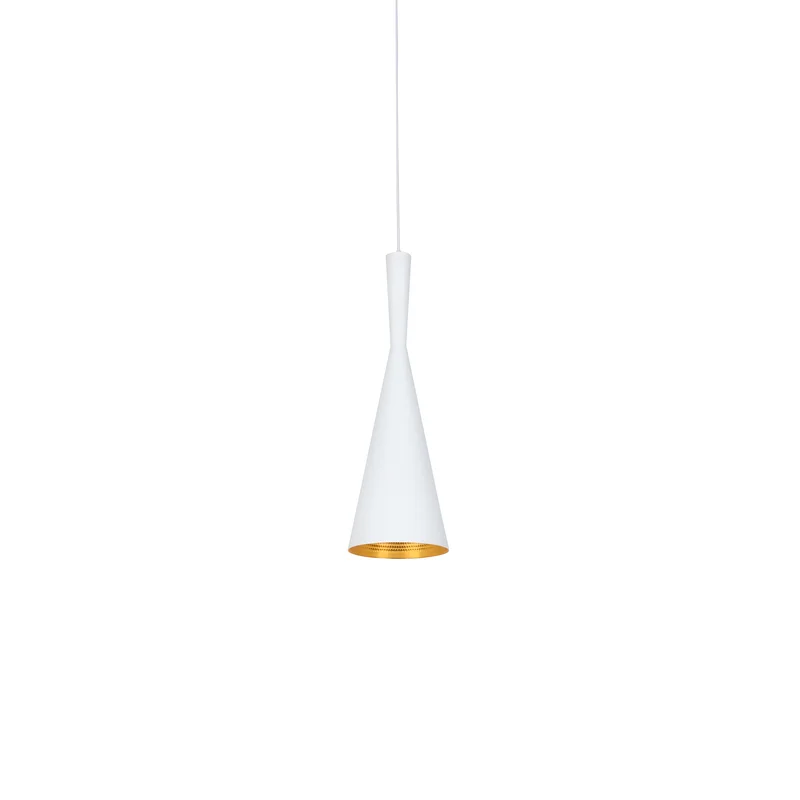 Beat Tall - Colgante esmaltado blanco interior gofrado oro E27