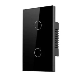 Tecla Tactil Wifi Vidrio 2 Canales - APP TUYA - Negro