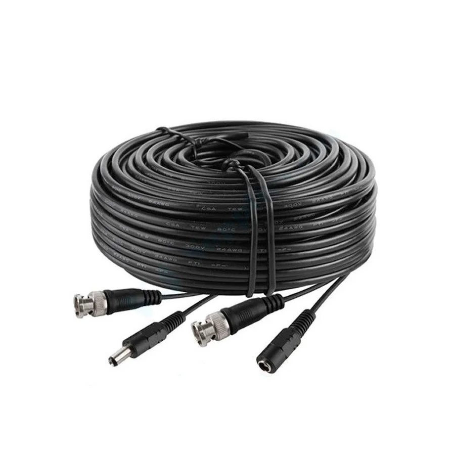 Rollo de cable con conector BNC y alimentación (20 metros)