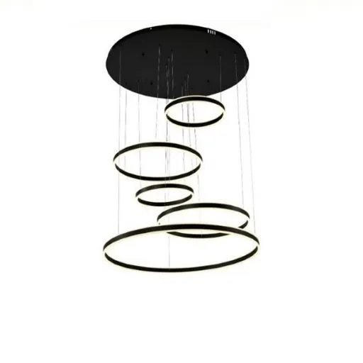 EROS - Colgante LED 120W Blanco Cálido - 5 aros (60-100-40-60-40 Cm)
