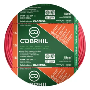 Rollo cable Cobrhil unipolar 1 x 1,50mm - IRAM - 100 metros (ROJO)