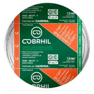Rollo cable Cobrhil unipolar 1 x 1,50mm - IRAM - 100 metros (BLANCO)