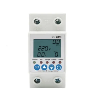 Protector de tensión y medidor de consumo electrico RIEL DIN - 63A - Monofásico - TUYA Wifi