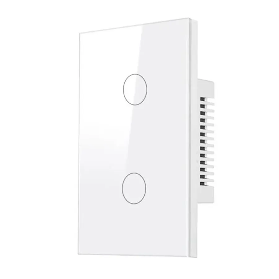 Tecla Tactil Wifi Vidrio 2 Canales - APP TUYA - Blanco