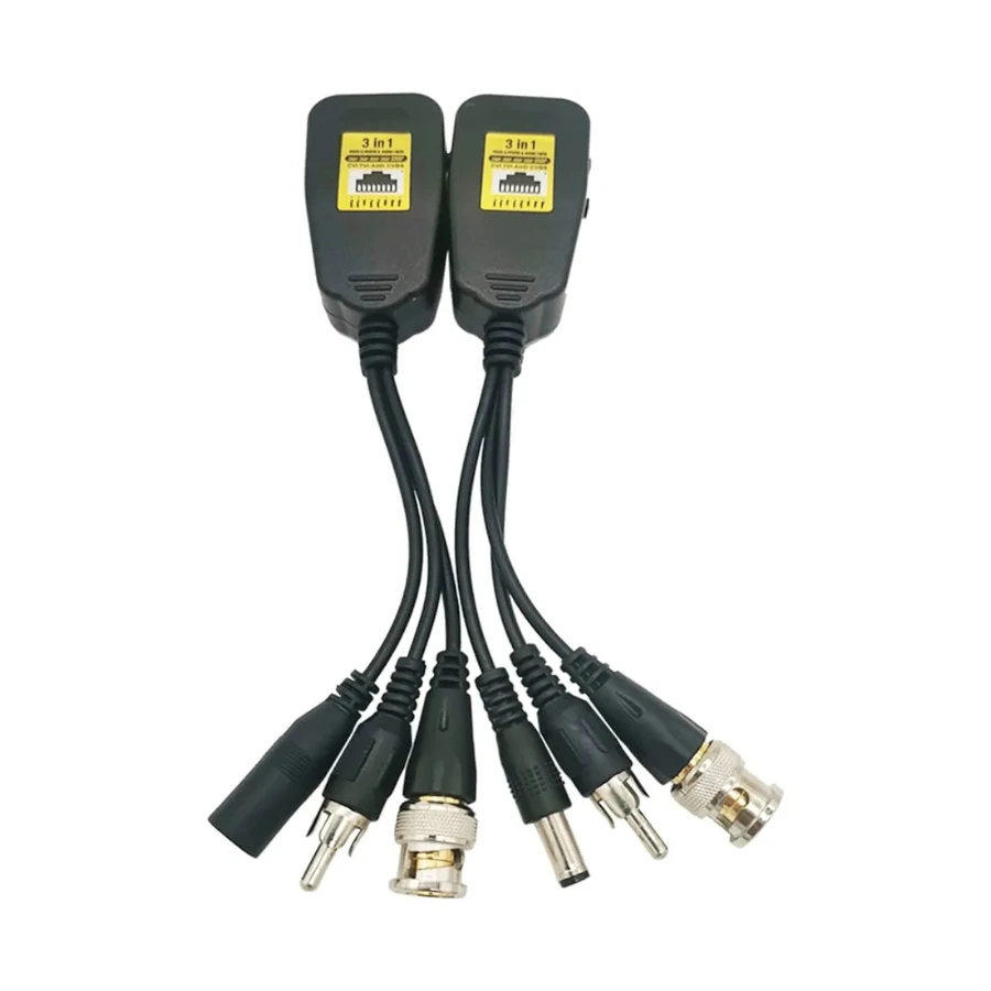 Balún adaptador pasivo más alimentación 12V/24V y audio HD 5MP (Par)