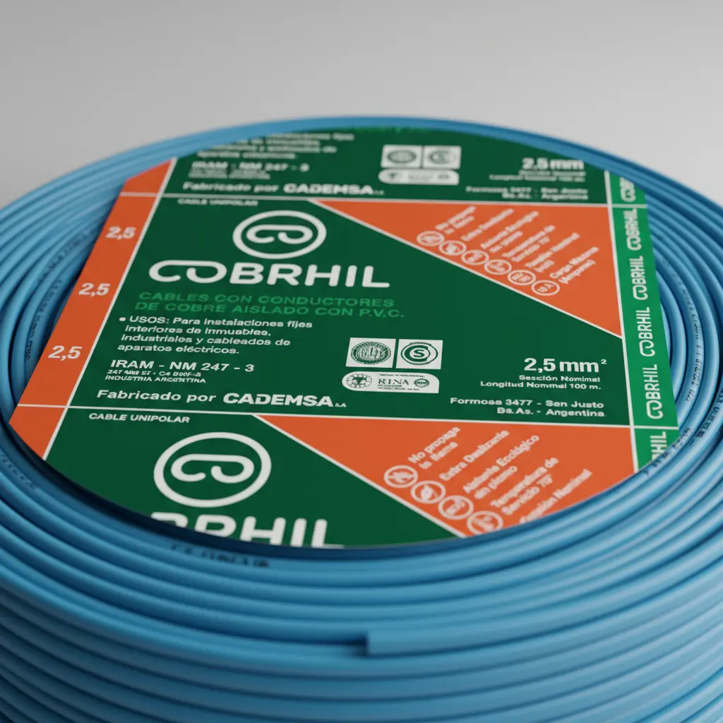 Rollo cable Cobrhil unipolar 1 x 2,50mm - IRAM - 100 metros (CELESTE) - Imagen 2