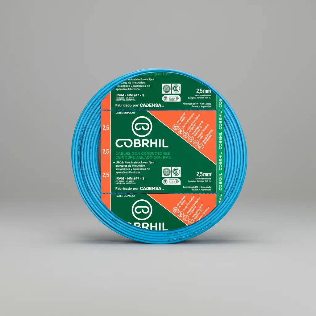 Rollo cable Cobrhil unipolar 1 x 2,50mm - IRAM - 100 metros (CELESTE) - Imagen 3