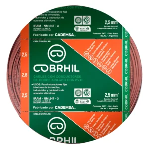 Rollo cable Cobrhil unipolar 1 x 2,50mm - IRAM - 100 metros (MARRON)