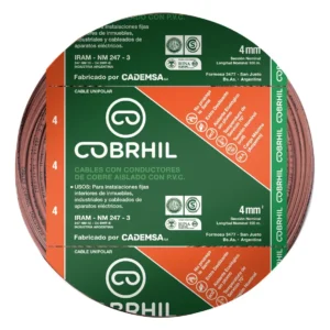 Rollo cable Cobrhil unipolar 1 x 4,00mm - IRAM - 100 metros (MARRON)