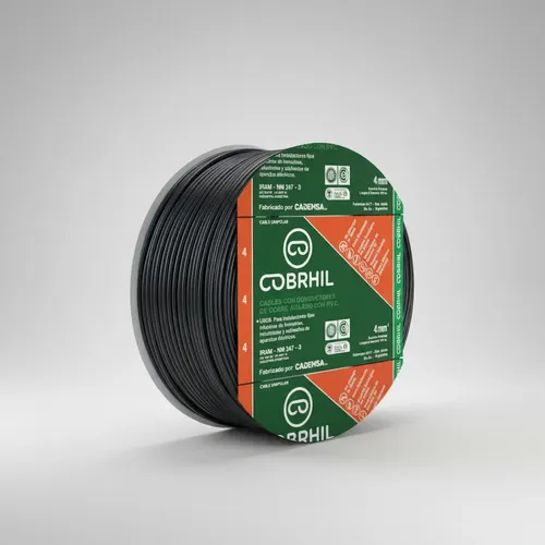 Rollo cable Cobrhil unipolar 1 x 4,00mm - IRAM - 100 metros (NEGRO) - Imagen 2