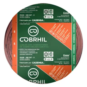 Rollo cable Cobrhil unipolar 1 x 6,00mm - IRAM - 100 metros (MARRON)