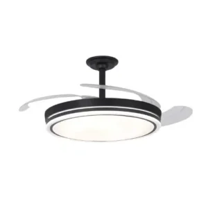 Ventilador de Techo Alisio negro | Aspas Retráctiles, Luz LED y 6 Velocidades